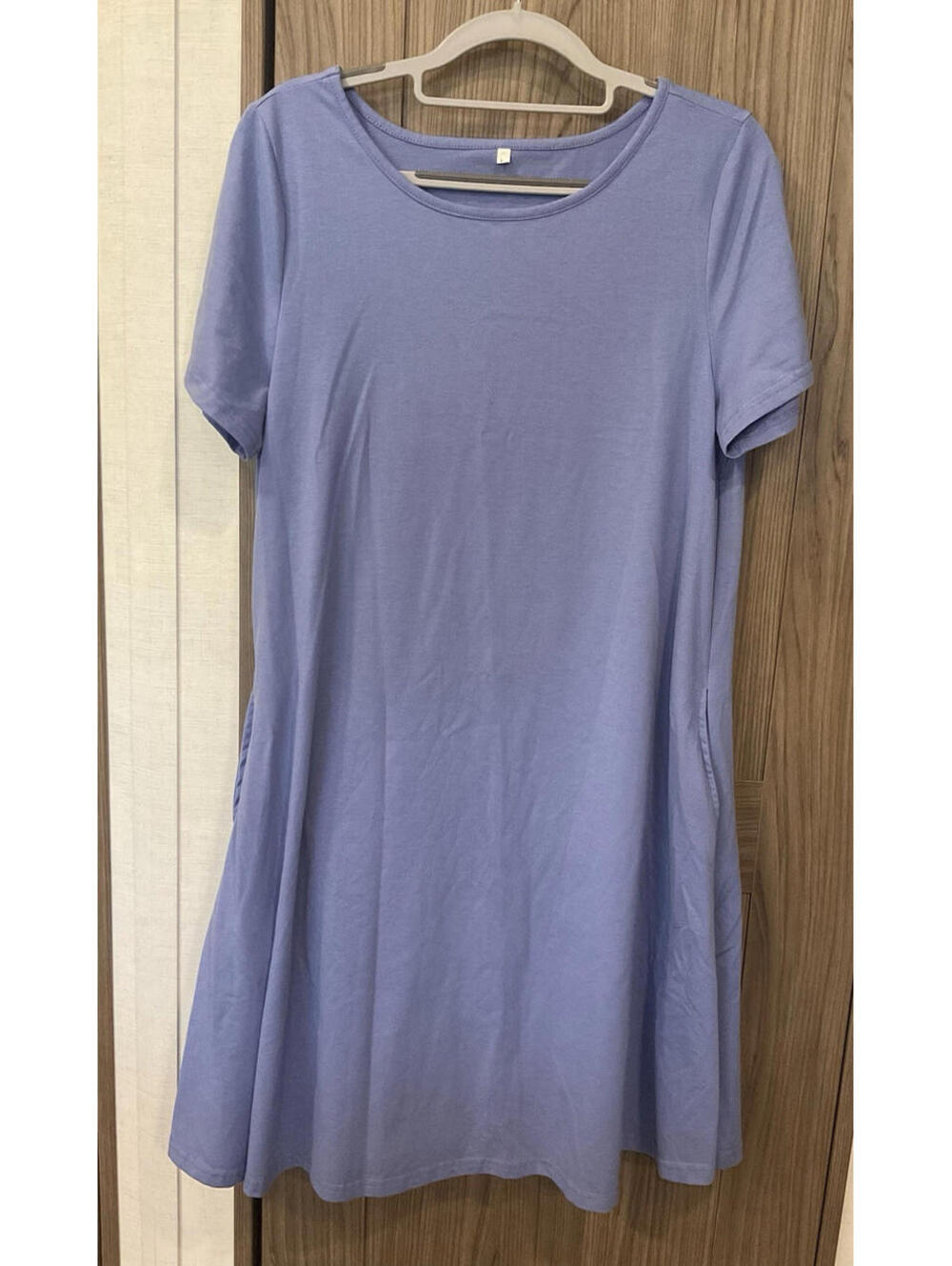 Womens Purple Short Sleeve Dress W/ Pockets Size L
